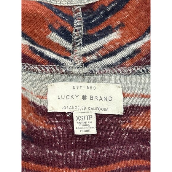 Lucky Brand Aztec Open Front Cardigan Womens  XS Rust Brown - Picture 5 of 8